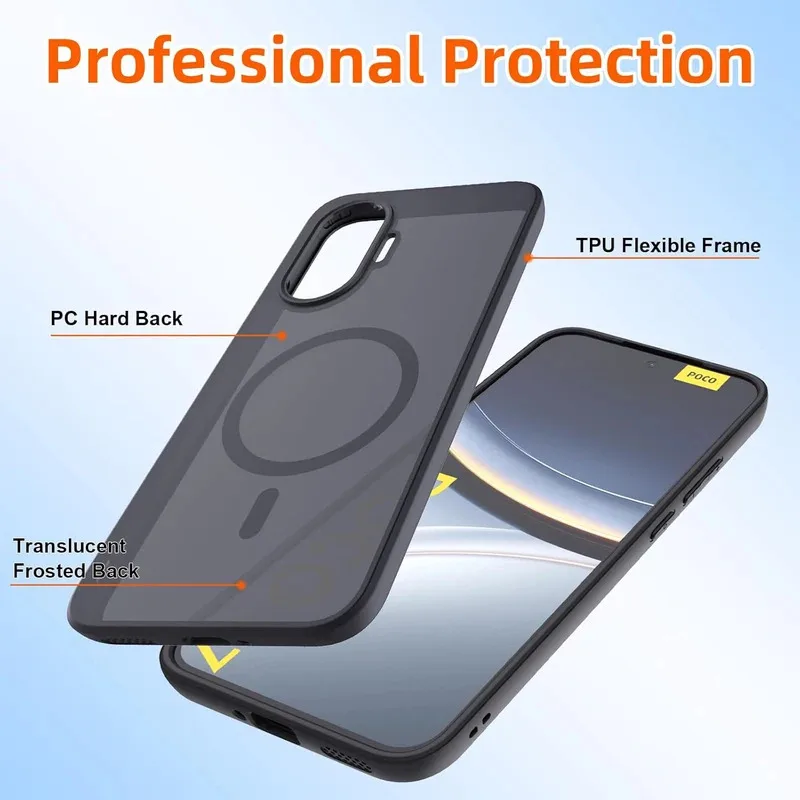 Premium Magnetic Wireless Charging Shockproof Matte Back Cover Case