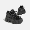 Gothic Dark Platform Thick Bottom Punk Metal Height-Increasing Leather Women's Small Rock Lace-up Rivet Shoes 2