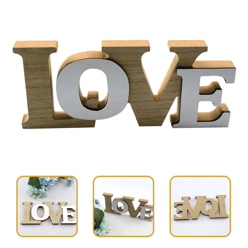 

Love Ornaments Wedding Photo Prop Valentine's Day Decor Wooden Crafts Vintage Props Letter Adornment Decorative Party Home