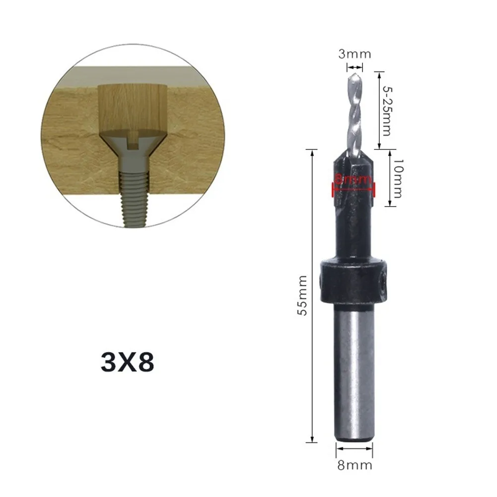 

Tool Countersink Drill Bit Woodworking Countersink Drill Drill Round Shank Self-Tapping 8mm Shank High Quality