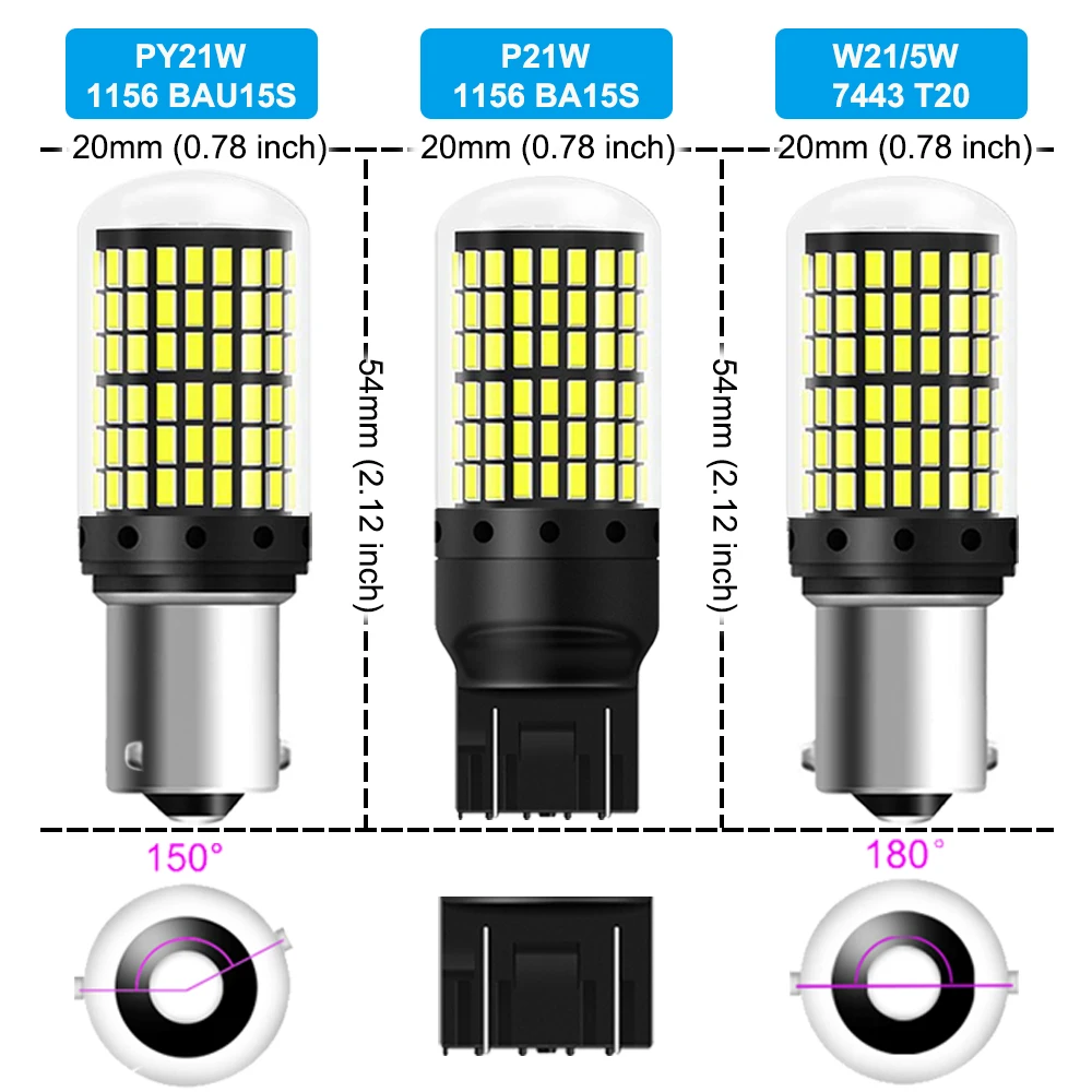 LED Car Light 2/4 PCS 1156 BA15S BAU15D 7443 W21W CANBUS 15W 12V 6500K White Super Bright Car Tail Brake Parking Turn Signal