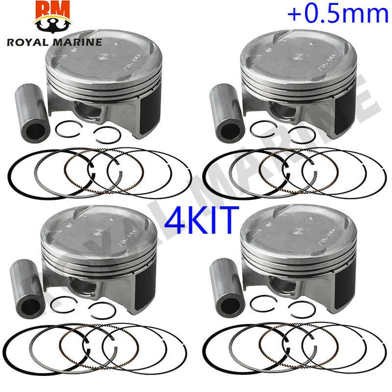 Muslimate Set Pistone (+ 0.5Mm) Per Honda Marine Fuoribordo Bf115-Bf150 Zy6 + 0.50 Pistion 13101 Zy6000 4 Kit