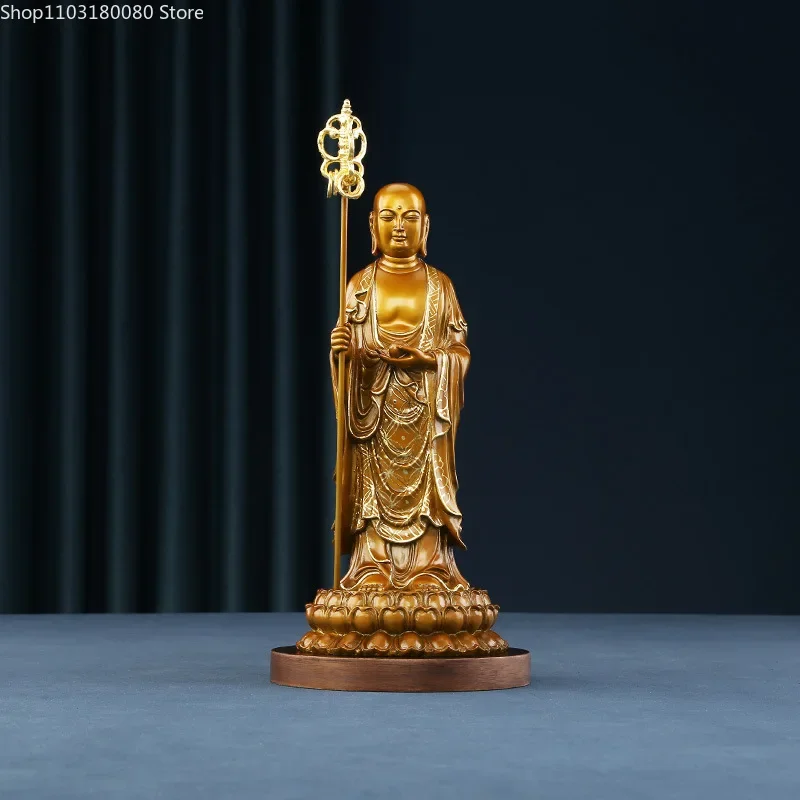 

26 см медная латунь ksitigarbha статуя стоящего Будды Chinese Dizang украшения дома Декоративная скульптура