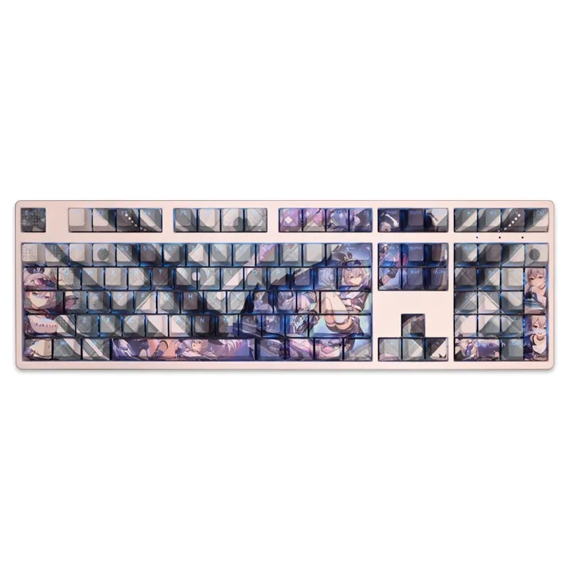 Pbt Dye-subbed Anime Gaming Key Caps Conjunto de 108 Conjuntos de Honkai Star Rail Silver Wolf Keycaps Teclas Retroiluminadas 61 87 104 108 Layout - Imagem 3