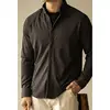 Light Business Stand Collar Warm Wool Zipper Long Sleeve Shirt Men Outdoor Sports Casual Shirt 1
