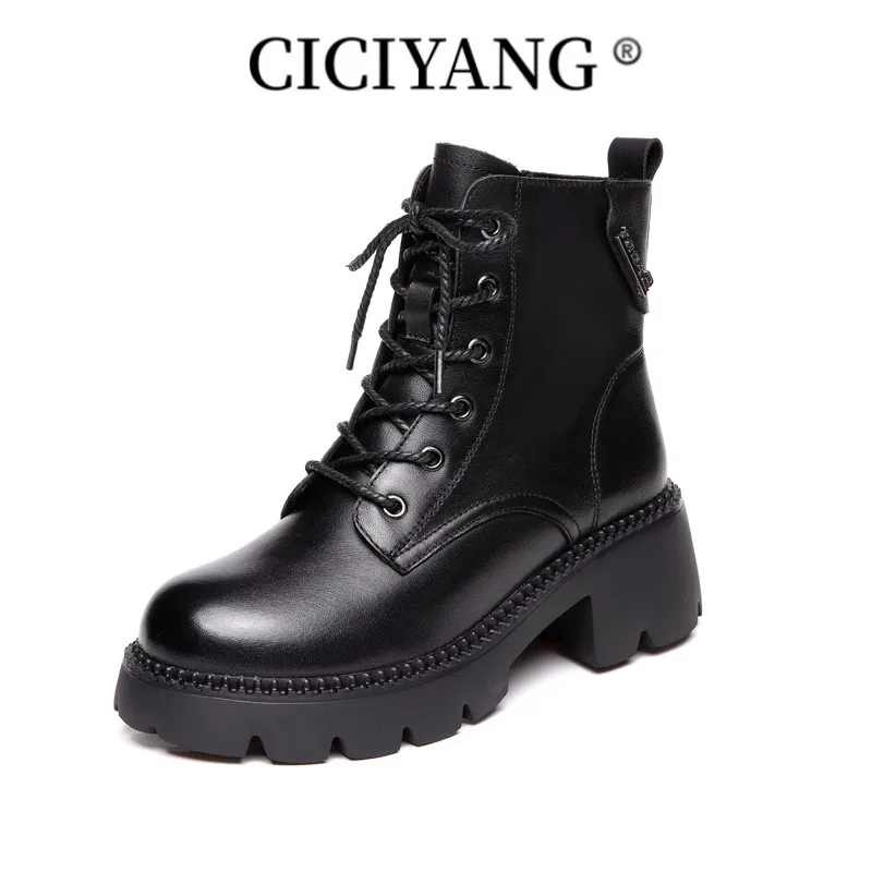 

CICIYANG Winter Boots Women Genuine Leather New Wool Warm Non-slip Ladies Ankle Boots Snow Boots Women