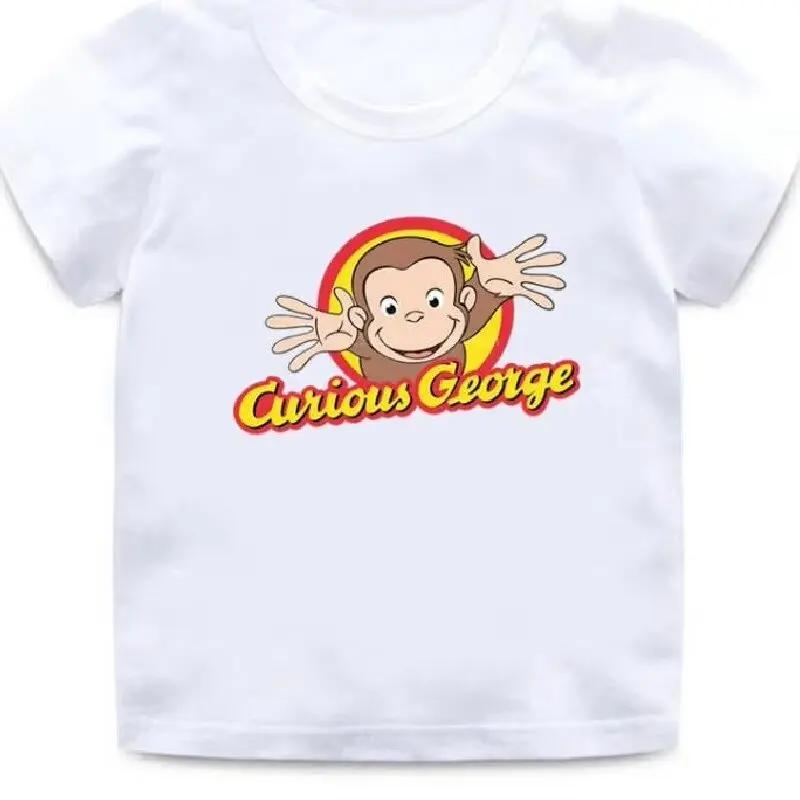 Kids T Shirts Summer Baby Boys Girls Curious George Cartoon Print Funny Monkey Tops Clothes