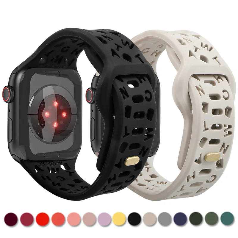 

Silicone Strap For Apple Watch Ultra band 49mm 44mm 45mm 41mm 40mm 42mm 38mm 44 45 mm Bracelet iWatch series 7 3 4 5 6 se 8 Band