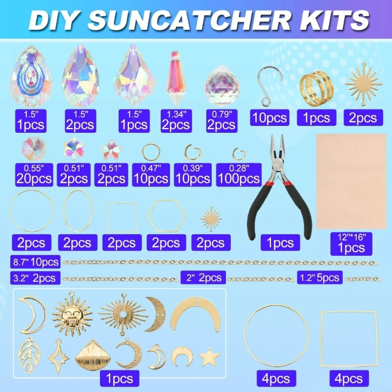 Pack of 200 Suncatchers Craft Set Sun Catchers Craft Set with Hooks Chain Crystal Pendant Sun Catchers for Garden Window sun catcher crystal pendant sun catchers window ornament