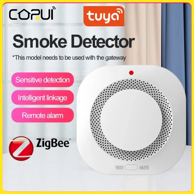 

Tuya Smart Zigbee Smoke Detector Smart Fire Alarm Progressive Sound Photoelectric Smoke Sensor Work With Tuya Zigbee Hub