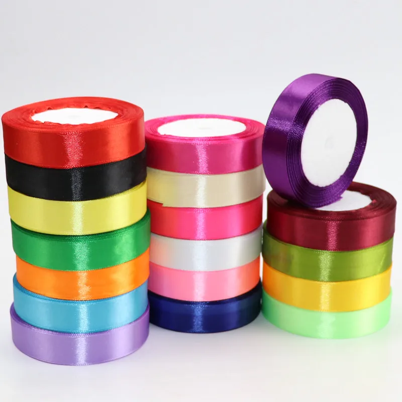 22Meter/Roll 0.6Cm 1Cm 1.5Cm 2Cm 4Cm 5Cm Zijde Satijn Linten Ambachten boog Handgemaakte Gift Wrap Party Wedding Christmas Decorations