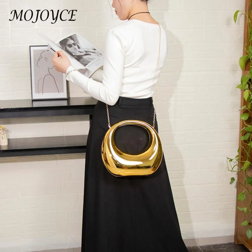 CrescentBagHaspClosureWomenGirlsMetallicMiniBagTrendyDinnerHoboBagwithShoulder