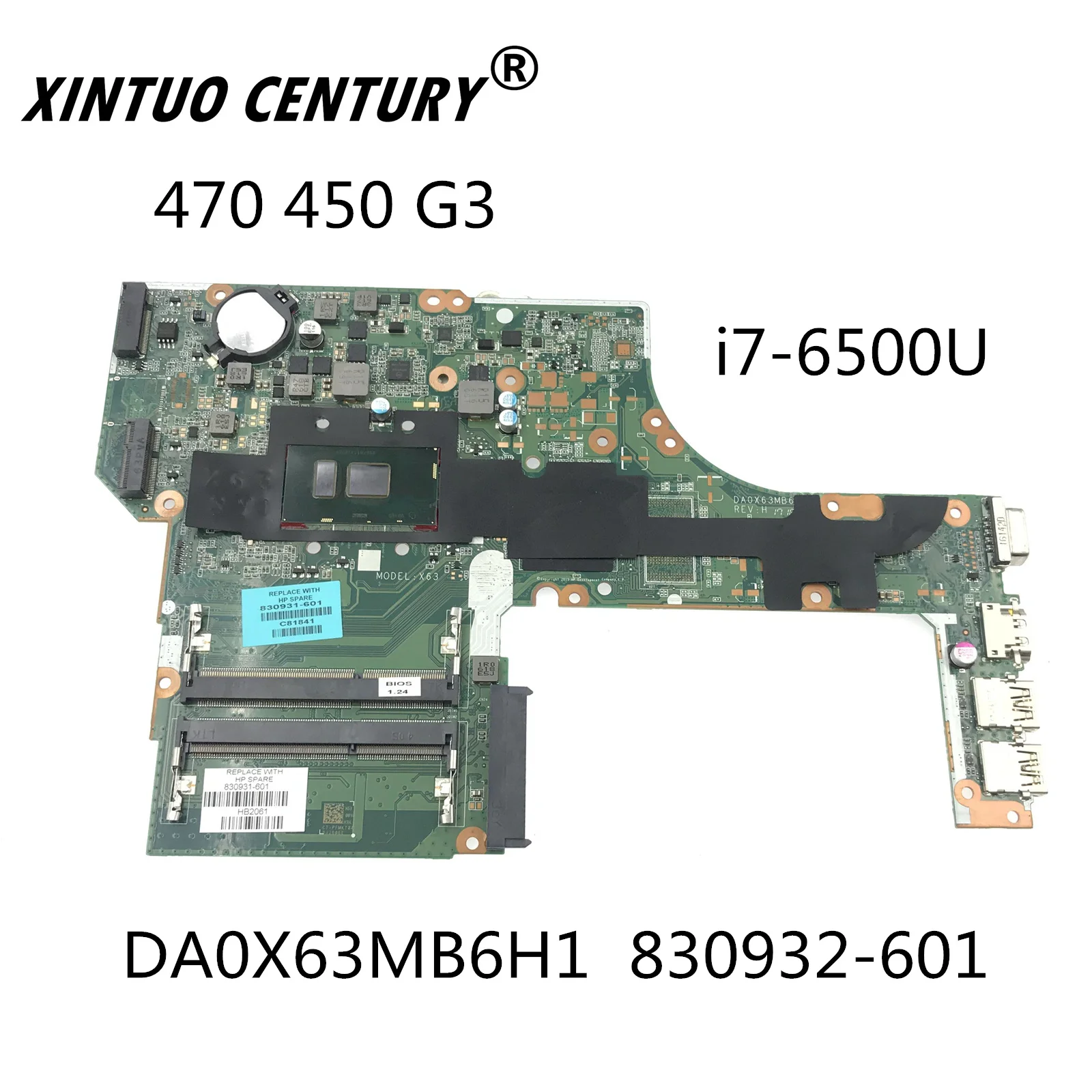 

DA0X63MB6H1 для HP ProBook 470 450 G3 anakart 830932-601 i7-6500U CPU 100% тест