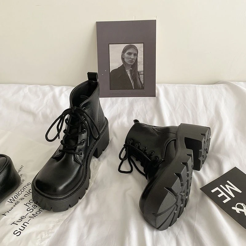 Combat Boots Lace Up Dress Boots Womens Footwear Platform Booties