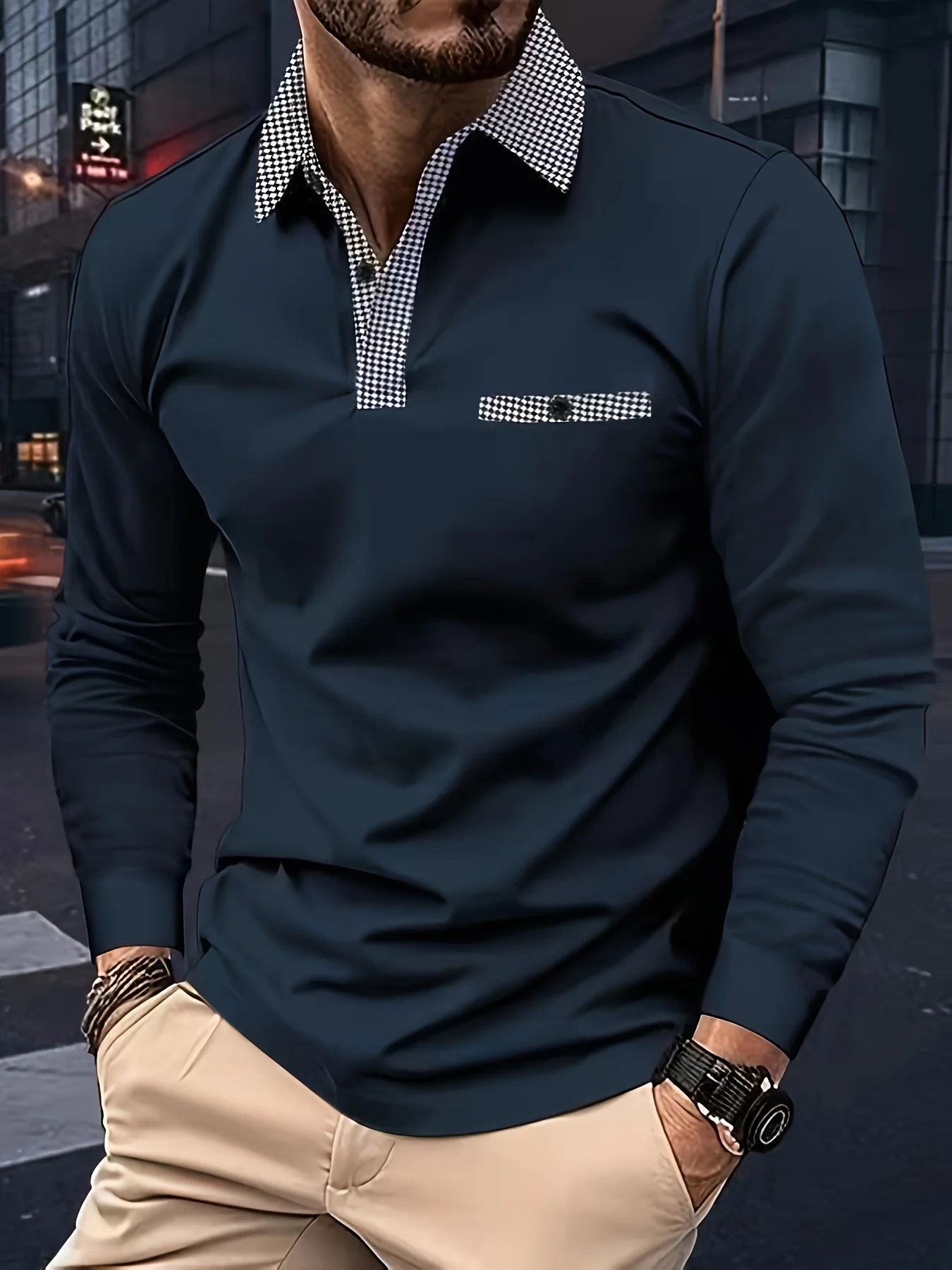 

2024 Latest long sleeve casual solid color POLO