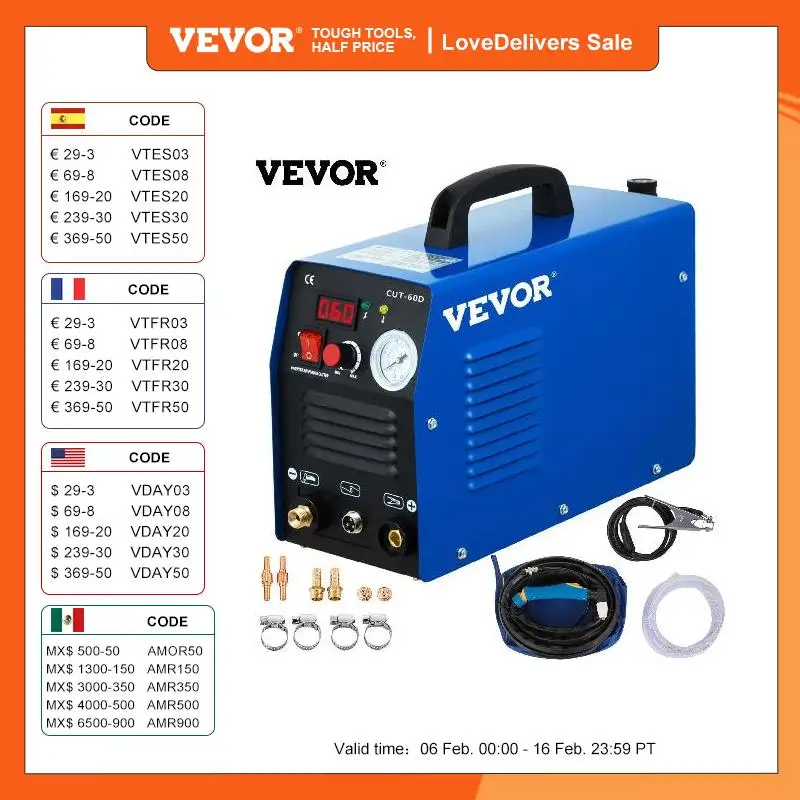 Vevor 40A 50A 60A Hf Air Plasma Cutter Fai Da Te 12/14/16Mm Taglio Thinkness Inverter Igbt Metal Repairing Machine Attrezzatura Per Saldatura