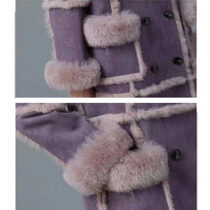 European Winter 2023 Women's New Coat Thickened Artificial Rabbit Lined Fox Ecological Fur Coat Luxurious Warm Long Women's Shee
