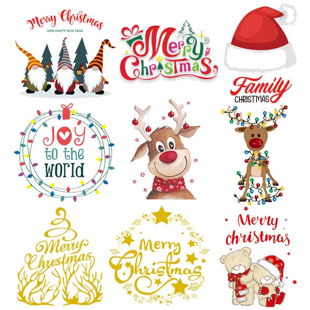Clothing Stickers Christmas Heat Transfers for Clothing Designer Patches for Clothes Iron on Patches Heat-adhesive Clothing