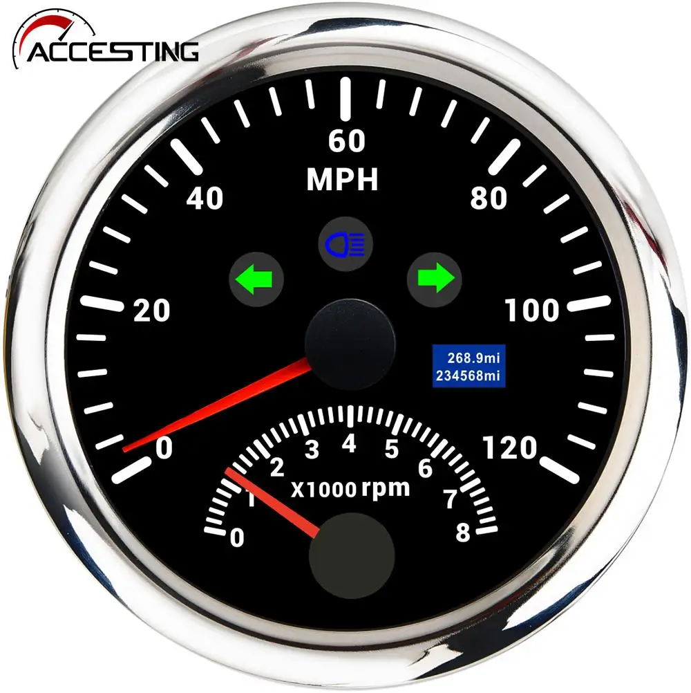 85 Mm / 3.3in Gps Snelheidsmeter, 0-30 Km/U Kilometerteller IP67 Instrument voor Boot Auto Jacht Motorfiets(Wit