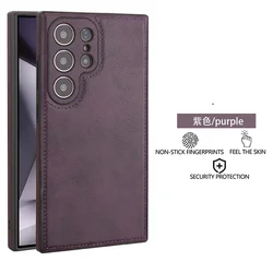 Luxury Leather Case with Camera Lens Protection Cover - Galaxy S25 (Cherry)
