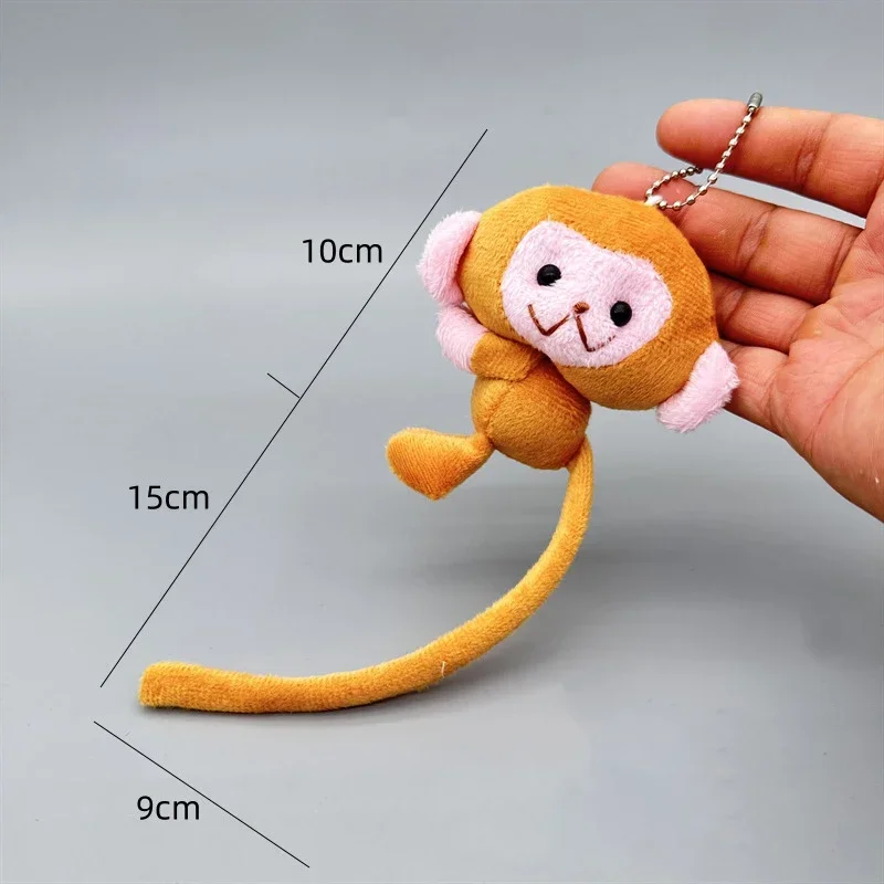 Charming Long Tailed Monkey Plush Keychain - Cute DIY Doll Pendant and Backpack Accessory