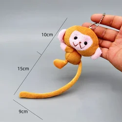 Charming Long Tailed Monkey Plush Keychain - Cute DIY Doll Pendant and Backpack Accessory (Brown)
