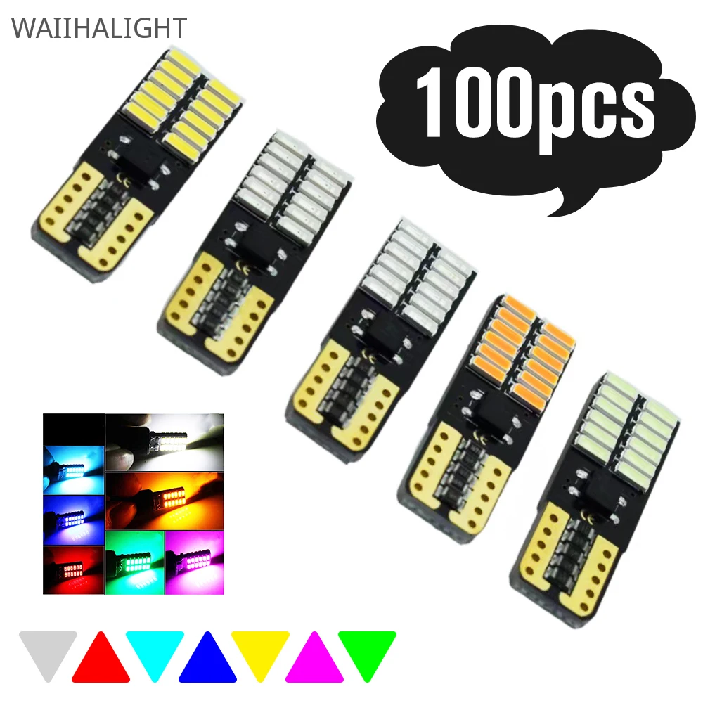 

100 шт., светодиодсветильник лампы T10 194 W5W Canbus 24 SMD 4014