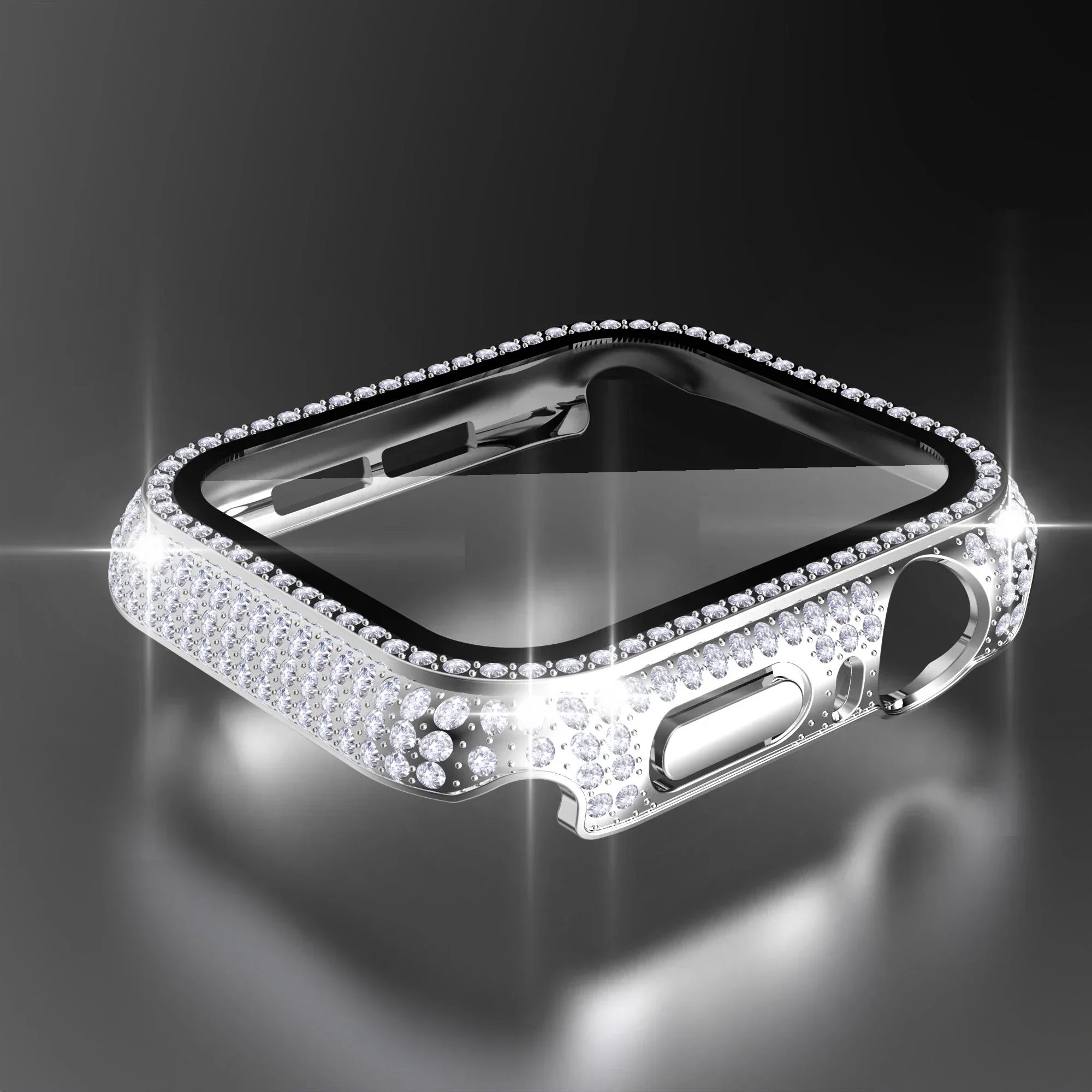 Luxury Diamond Watch Case with Built-in Tempered Glass Cover