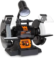 5-Amp 8-Inch Variable Speed Bench Grinder with Flexible Work Light Black orange 1