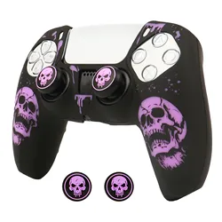 Enhanced Grip Silicone Controller Cover with Laser Engraving & Thumb Grips (PURPLE)
