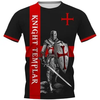 Cavalieri Templari Stampa 3D T Shirt Uomo Estate O-Collo Manica corta Top oversize T-shirt casual Allentato Streetwear Harajaku 1