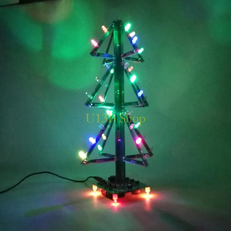 U13B DIY Music Christmas Tree Soldering Flashing LED 3D Xmas Tree Electronic Set