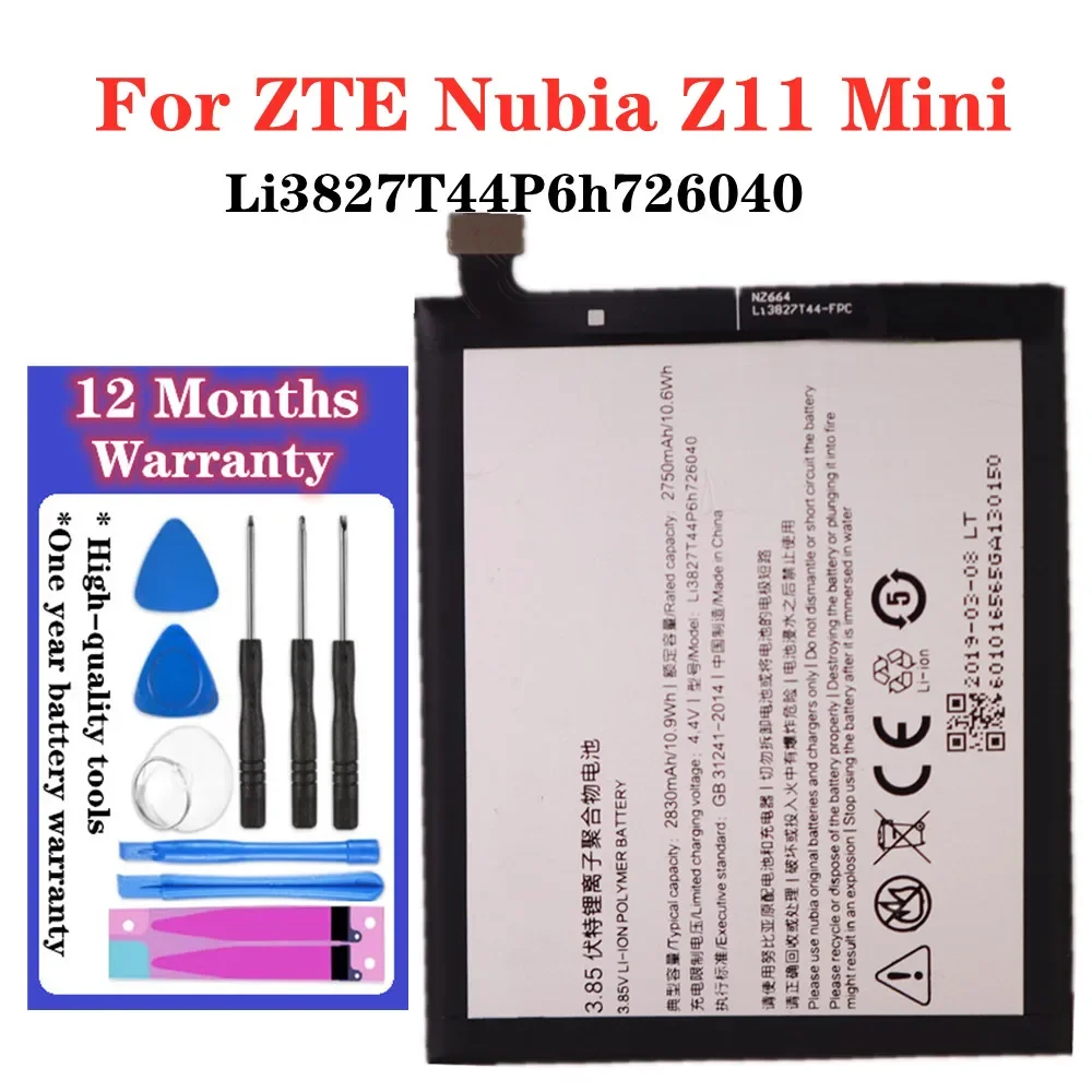 

High Quality 2830mAh Li3827T44P6h726040 Phone Replacement Battery For ZTE Nubia Z11 Mini Z11Mini NX529J Batteries + Tools