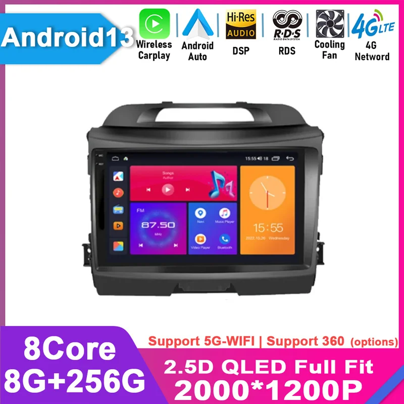Per Kia Sportage 3 2010 2011 2012 2013 2014 2016 2015 Android 13 Auto Radio Carplay Car Multimedia Gps Autoradio Lettore Video