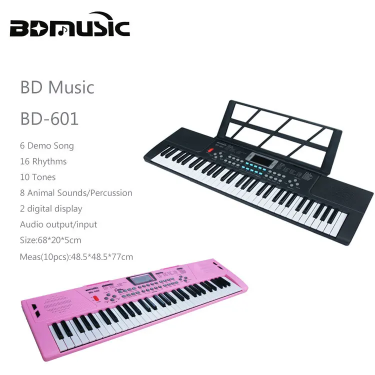 61-Keys Portable Digital Organ Piano Keyboard Multifunctional Music Toy For Kids USB Power Supply Made Of Durable Plastic