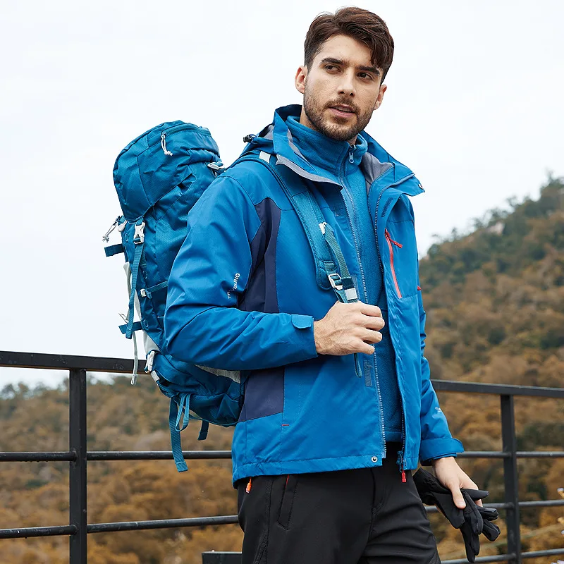 Men Jacket Multi-Pocket Windproof Waterproof and Warm Detachable Hat Jacket Outdoor Mountaineering Travel Couple Jacket Male