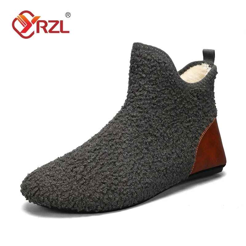 YRZL Winter Cotton Shoes Men High Top Warm Slip on Lightweight Slippers Men Plush Indoor Cotton Loafers Men Winter Warm Shoes