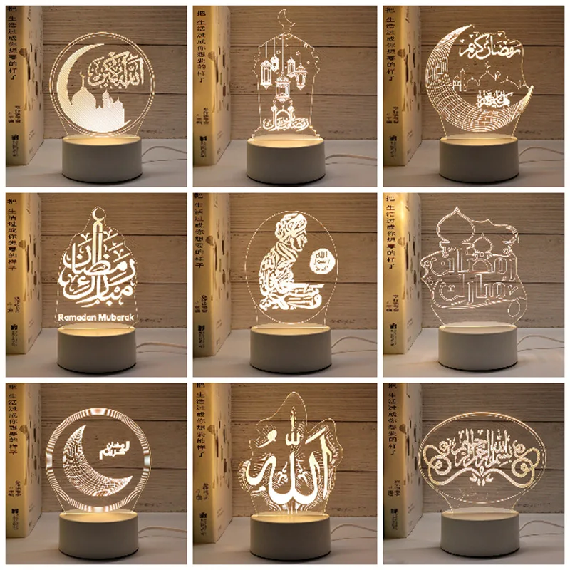 Acheter Lumière LED pour Ramadan Eid Mubarak, décoration de maison, étoile  de lune, ornement de Table musulmane, fête