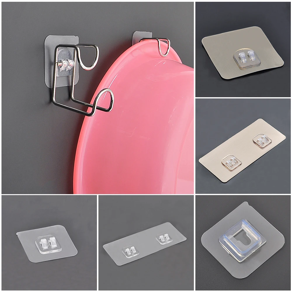 Waterproof Strong Adhesive Hook Shelf Sticker for Bathroom Kitchen Wall Shelf Rack Sticking Screw Hanger 1/2/5PCS Self Adhesive Hook Shelf Screw Sticker