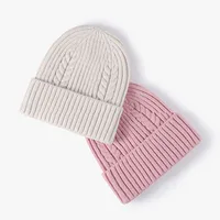 Winter Fashion Twist Rabbit Fur Knitted Hats Woman Keep Warm Earmuffs Cold Cap Outdoor Simple Skullies & Beanies 90g 2