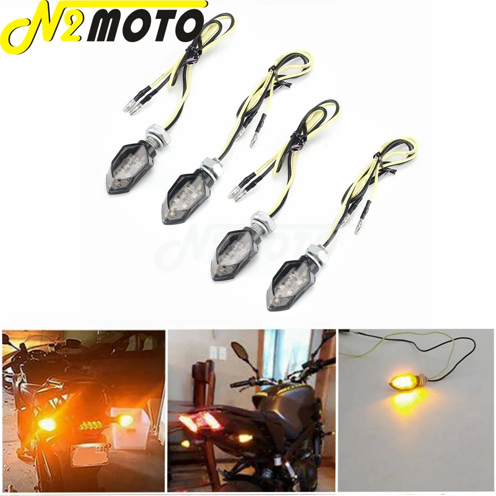 Cafe Racer Motorcycle 5 Smd Led Turn Signal Light E8 E-Mark For Honda Suzuki Enduro Supermoto Dirt Street Bikes 8Mm Bolt Blinker