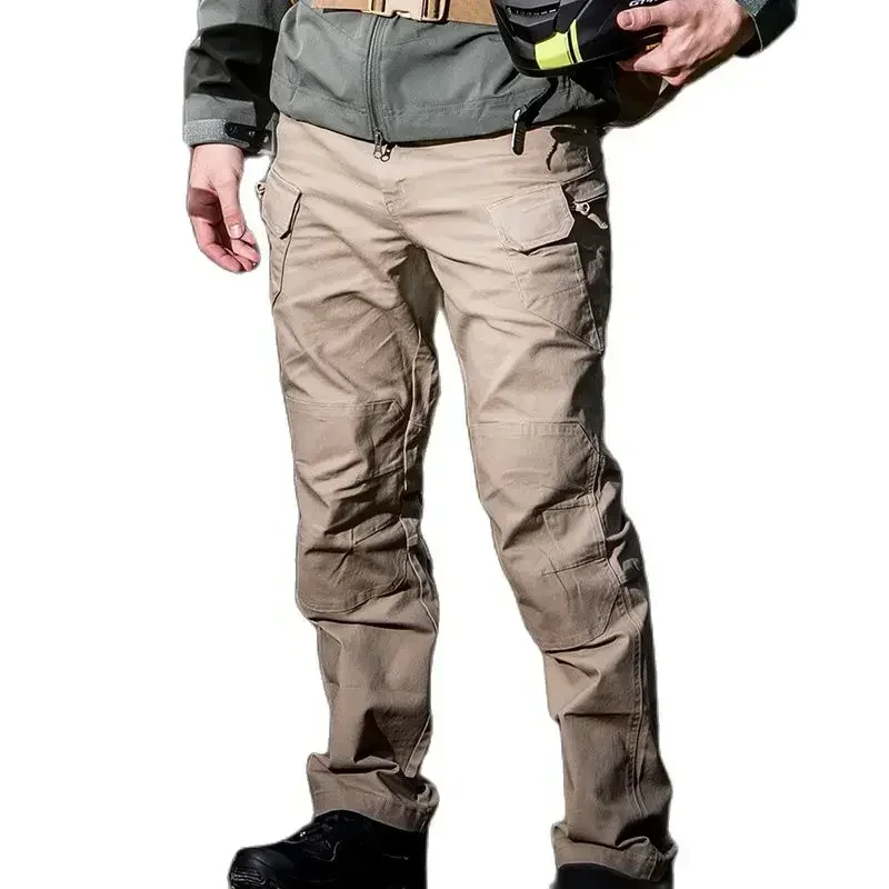 Pantalon tactique chasse pêche 97% coton stretch multi-poches randonnée camping homme