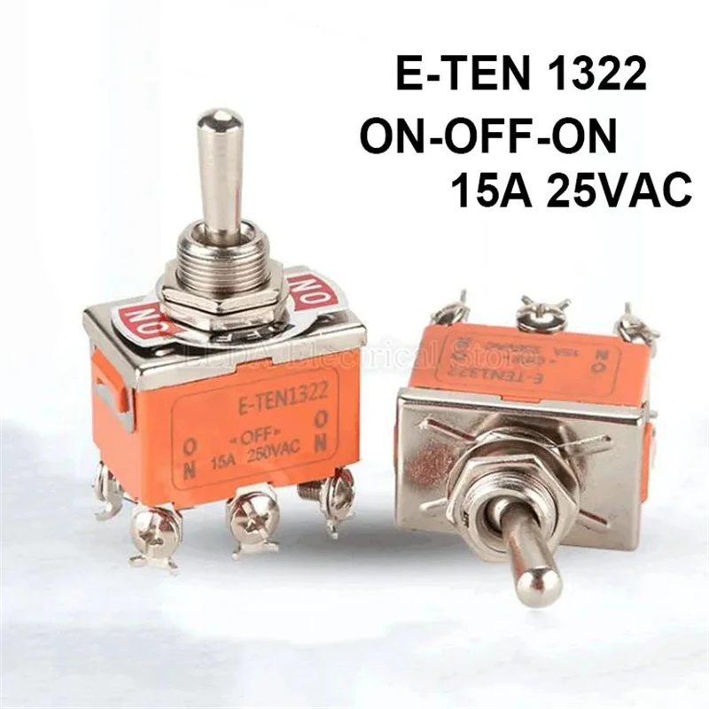 2 Pz E-Ten1322 15A/250Vac 6 Pin On-Off-On 3 Posizioni Interruttore A Bilanciere In Miniatura Agitazione Interruttori A Levetta E-Ten 1322 Arancione