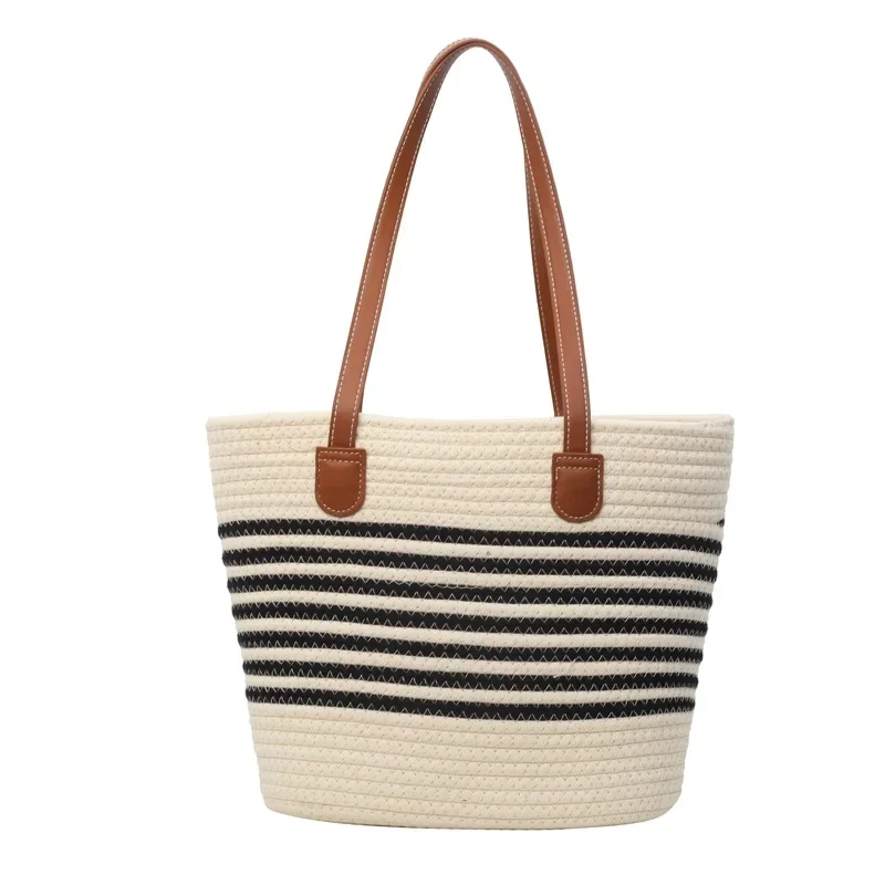 Fashion Large Capacity Woven Women 2024 New All-Match Shoulder Bag Beach Travel Commuter Tote