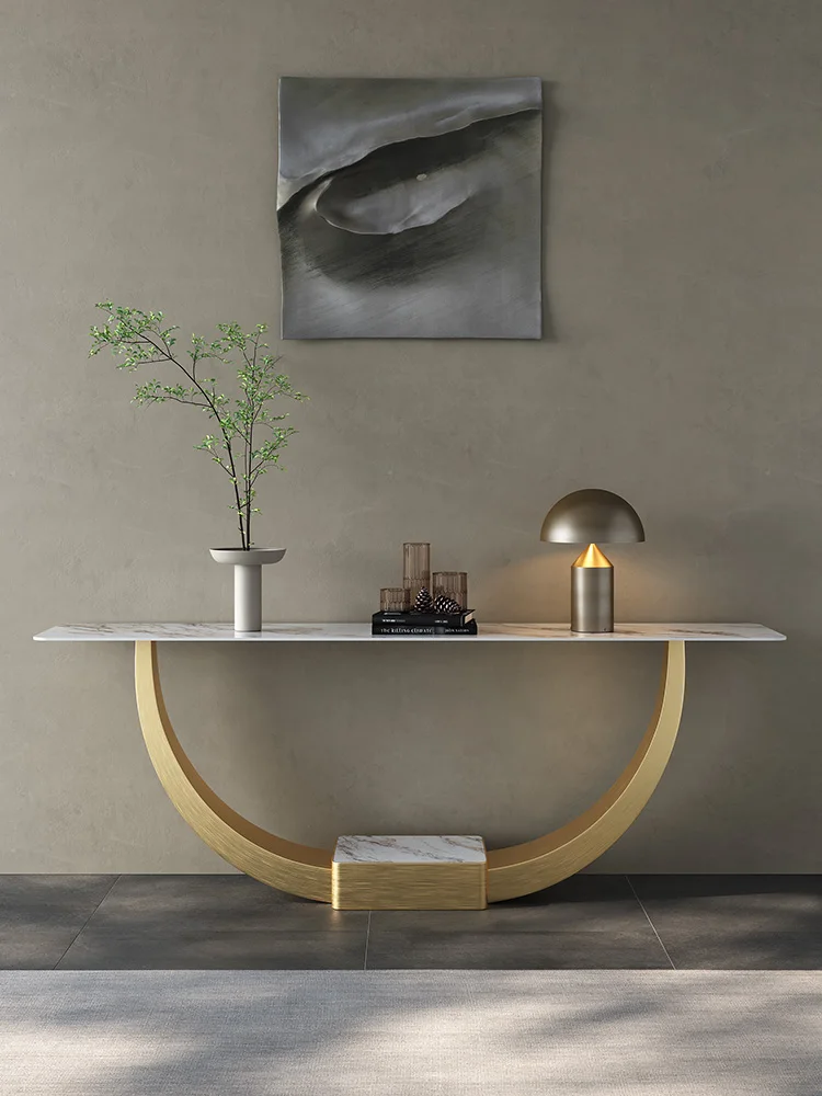

Italian light luxury entrance table, modern minimalist, high-end corridor table, stainless steel entrance table