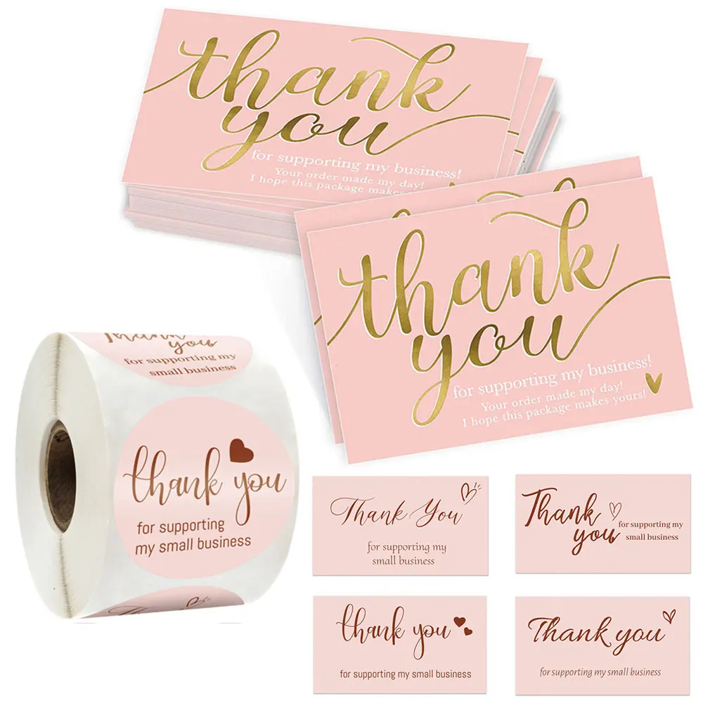 30-500Pcs Greeting Tags Thank You For Your Order Kraft Paper Card Shop Gift Decoration Sticker Wedding Small Business Invitation