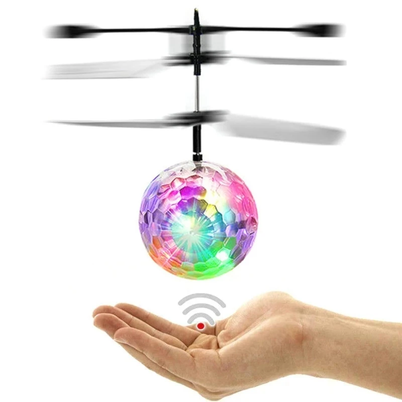 Colorful Mini Drone Shinning LED RC Drone Flying Ball Helicopter Light Crystal Ball Induction Dron Quadcopter Aircraft Kids Toys ufo flying ball induction colorful flying gyro suspension magic anti gravity remote control gyro aircraft