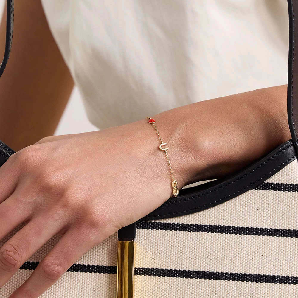 Delicate Candy Love Heart Chams Pendant Gold Color Chain Bracelets for Women Anti Allergic Metal Pearl Bangle Trend Hand Jewelry