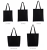 Black Reusable Cotton Tote Bags Eco Foldable Shoulder Bag Large Handbag Solid Fabric Canvas Tote Bags for Market Bags 3