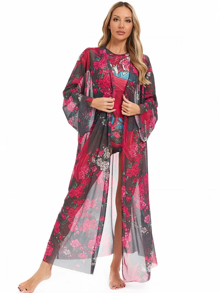One Piece Cover Up Beach Kimono For Women Swimsuit Cover Up Wrap Dresses Seaside Bathing Suits Beachwear (excluding Swimsuits) 1